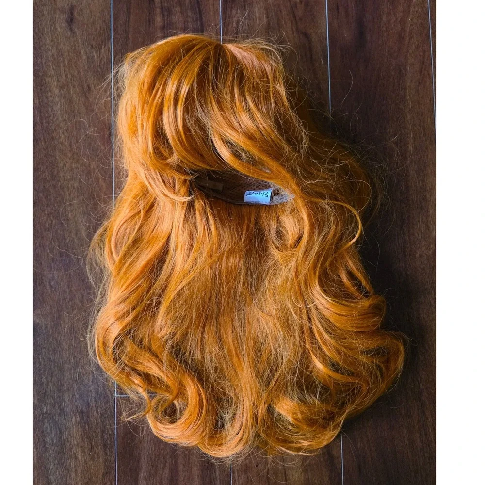 Spirit Halloween Orange Curls Long Wavy Synthetic Costume Wig Cosplay Wig